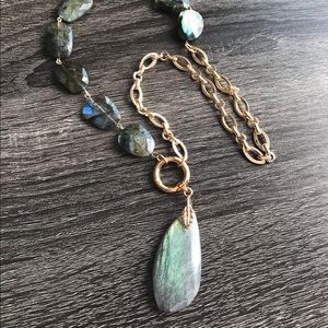 Women labradorite necklace with removable pendant.